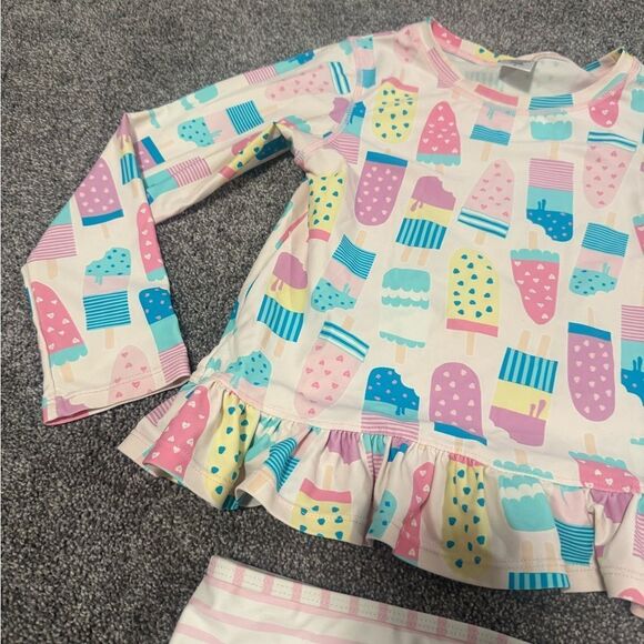 RuffleButts Popsicle Theme Rashgaurd Bikini Set with Ruffles Sz 7 - Picture 3 of 4